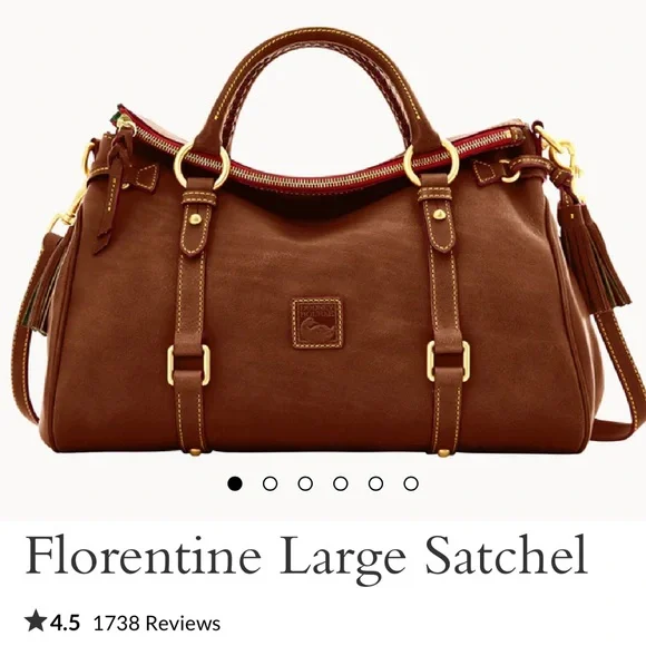 Dooney & Bourke Brown Leather Shoulder Bag with Red Accents